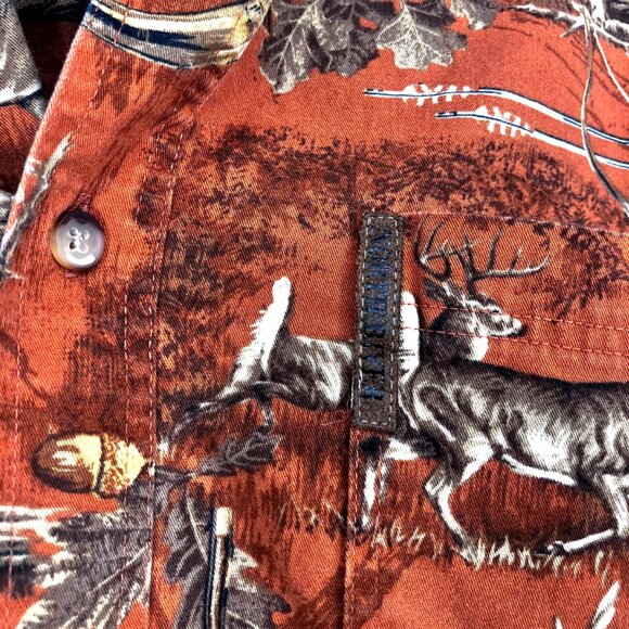 North River Outfitters M Orange Shirt Long Sleeve Button Up Buck Gun Arrows Camo - Picture 4 of 13
